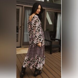 FLORAL PATCHWORK MIDI DRESS BOHME